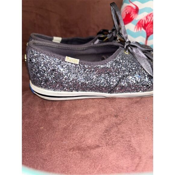 Kate Spade x Keds Glitter Sneakers Women's Size 8 1/2 Gray Lace Up Casual - Picture 6 of 7